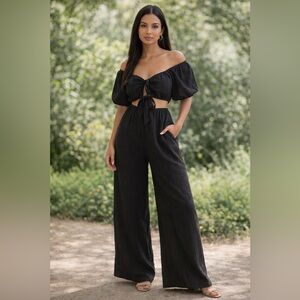 HYFVE Black Women's Cotton Jumpsuit Size Medium